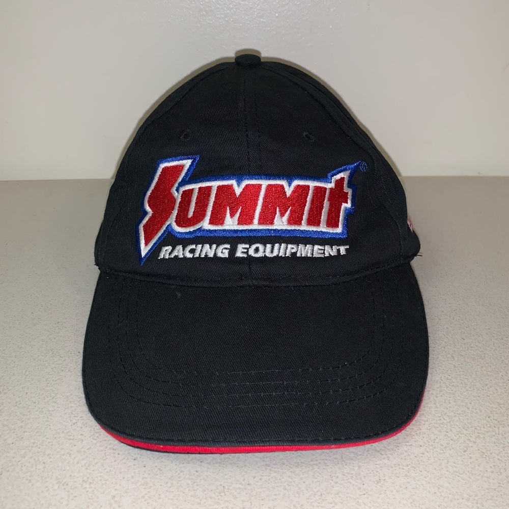 SUMMIT Racing Hat Cap Black And Red Adjustable Size